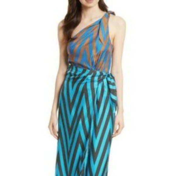 iane Von Furstenberg DVF One-Shoulder Silk Dress- Size 2 - Picture 2 of 5